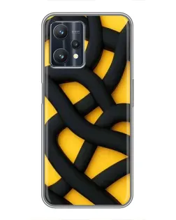 Чехол для Realme 9 Pro Plus с картинкой «Черное желтое переплетение»