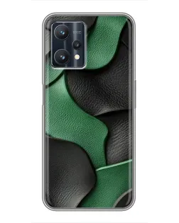 Чехол для Realme 9 Pro Plus с картинкой «Зеленые кожаные волны»