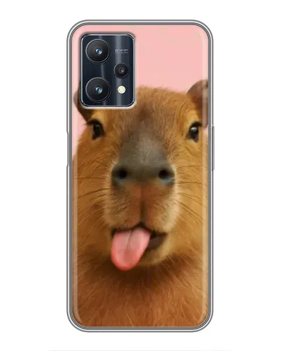 Чехол для Realme 9 Pro Plus с картинкой «Капибара с языком»