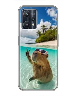 Чехол для Realme 9 Pro Plus с картинкой «Капибара на море»