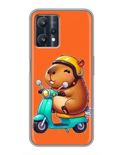 Чехол для Realme 9 Pro Plus с картинкой «Капибара на скутере»