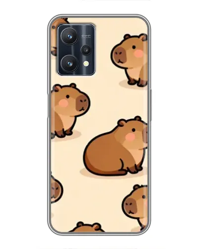 Чехол для Realme 9 Pro Plus с картинкой «Паттерн милых капибар»