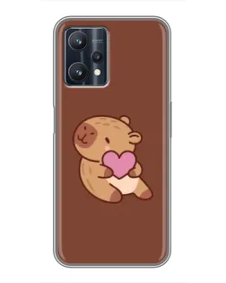 Чехол для Realme 9 Pro Plus с картинкой «Капибара с сердцем»
