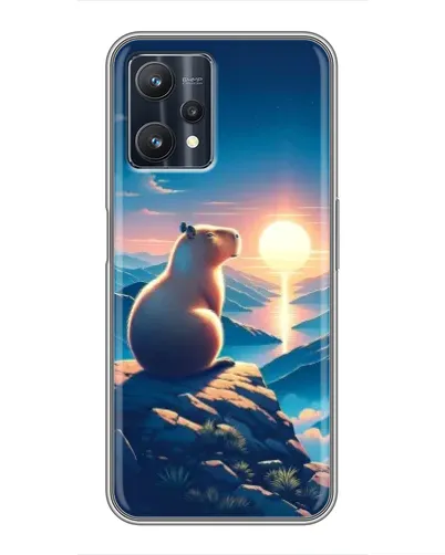 Чехол для Realme 9 Pro Plus с картинкой «Закат солнца с капибарой»