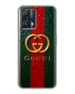 Чехол для Realme 9 Pro с картинкой «Gucci — фирменная полоса и золото»