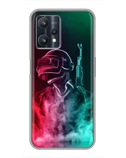 Чехол для Realme 9 Pro с картинкой «PUBG — огненный воин»