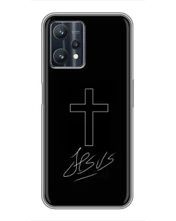 Чехол для Realme 9 Pro с картинкой «Графический крест Jesus»