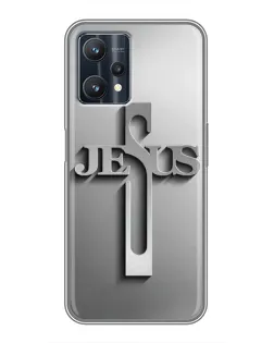 Чехол для Realme 9 Pro с картинкой «Металлический крест Jesus»