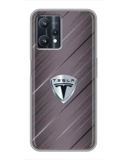 Чехол для Realme 9 Pro с картинкой «Металлическая текстура Tesla»