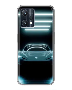 Чехол для Realme 9 Pro с картинкой «Tesla в неоне»
