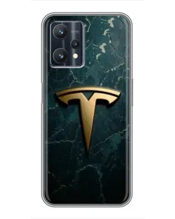 Чехол для Realme 9 Pro с картинкой «Мраморная Tesla Gold»