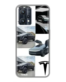 Чехол для Realme 9 Pro с картинкой «Коллаж Cybertruck Tesla»