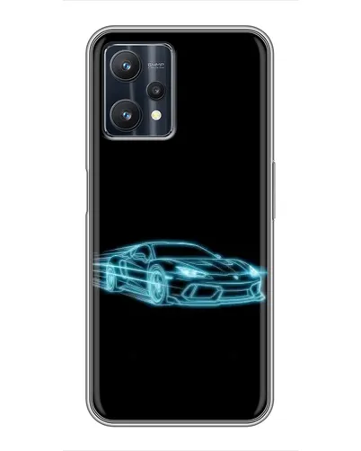 Чехол для Realme 9 Pro с картинкой «Неоновый контур Lamborghini»