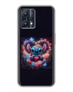 Чехол для Realme 9 Pro с картинкой «Stitch в цветах» Чехол для Realme 9 Pro с картинкой «Stitch в цветах»