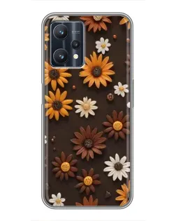 Чехол для Realme 9 Pro с картинкой «Узор из маленьких подсолнухов»