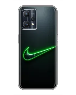 Чехол для Realme 9 с картинкой «Неоновый контур Nike»