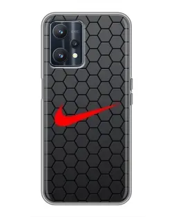 Чехол для Realme 9 с картинкой «Nike — карбоновая сетка»