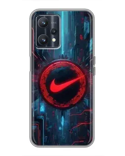 Чехол для Realme 9 с картинкой «Техногенный стиль Nike»