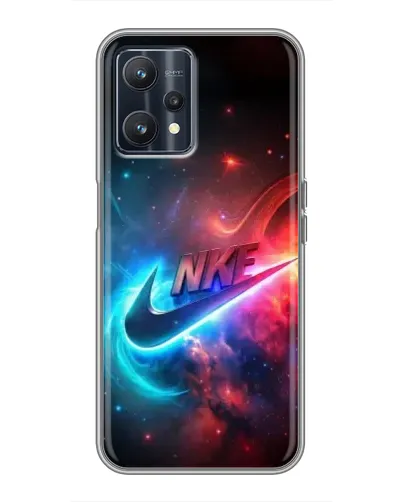 Чехол для Realme 9 с картинкой «Огненный логотип Nike»