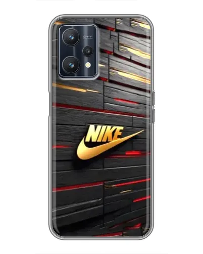 Чехол для Realme 9 с картинкой «Золотой Nike на металле»