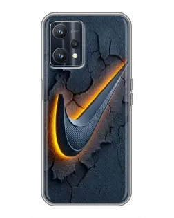 Чехол для Realme 9 с картинкой «Объемный логотип Найк»