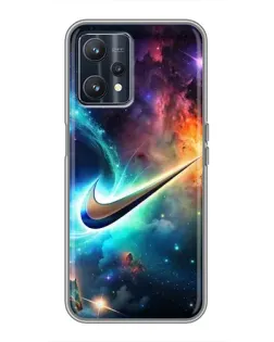 Чехол для Realme 9 с картинкой «Космический Nike Swoosh»