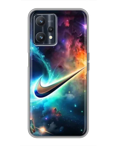 Чехол для Realme 9 с картинкой «Космический Nike Swoosh»