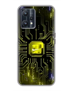 Чехол для Realme 9 с картинкой «Nike — золотая искра»