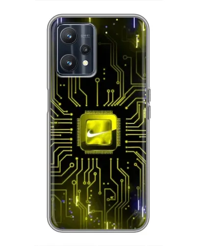 Чехол для Realme 9 с картинкой «Nike — золотая искра»
