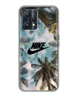 Чехол для Realme 9 с картинкой «Тропический принт Nike»