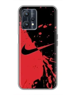 Чехол для Realme 9 с картинкой «Красные брызги Nike»
