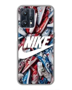 Чехол для Realme 9 с картинкой «Коллаж кроссовок Найк»