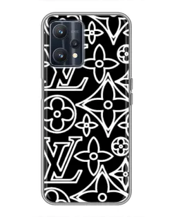 Чехол для Realme 9 с картинкой «Черно-белый узор LV»