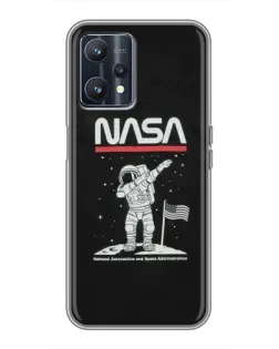 Чехол для Realme 9 с картинкой «NASA — шагаем по Луне»