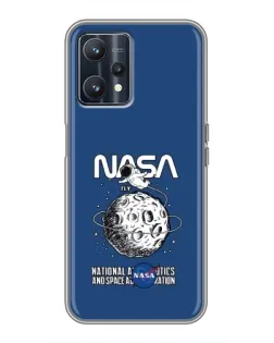 Чехол для Realme 9 с картинкой «NASA — лунная миссия»