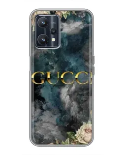 Чехол для Realme 9 с картинкой «Абстрактные цветы Gucci»