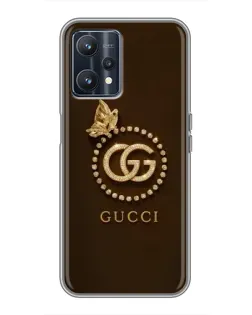 Чехол для Realme 9 с картинкой «Gucci — золотая бабочка»
