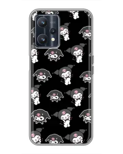 Чехол для Realme 9 с картинкой «Черный паттерн Kuromi»