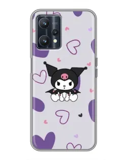 Чехол для Realme 9 с картинкой «Kuromi и лавандовые сердца»