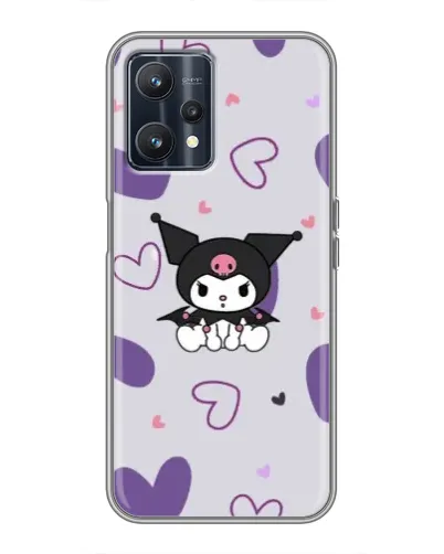 Чехол для Realme 9 с картинкой «Kuromi и лавандовые сердца»