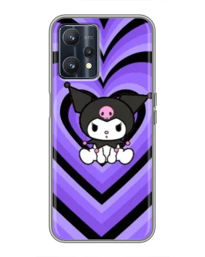 Чехол для Realme 9 с картинкой «Kuromi и фиолетовые сердца»