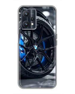 Чехол для Realme 9 с картинкой «Колесо BMW вблизи»