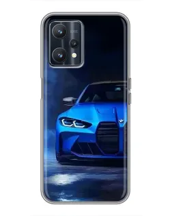 Чехол для Realme 9 с картинкой «Голубая BMW M4»