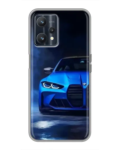 Чехол для Realme 9 с картинкой «Голубая BMW M4»
