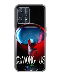 Чехол для Realme 9 с картинкой «Красный импостер — макро»