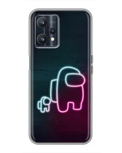 Чехол для Realme 9 с картинкой «Among Us неон-арт»
