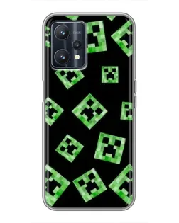 Чехол для Realme 9 с картинкой «Паттерн с криперами»