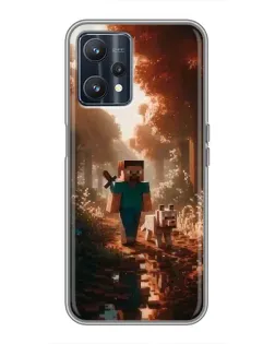 Чехол для Realme 9 с картинкой «Стив в лесу»