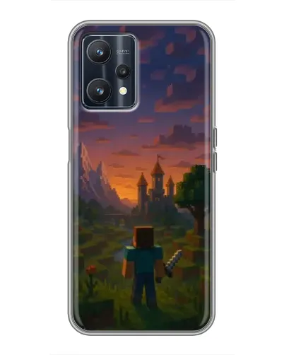 Чехол для Realme 9 с картинкой «Стив у башни» Чехол для Realme 9 с картинкой «Стив у башни»