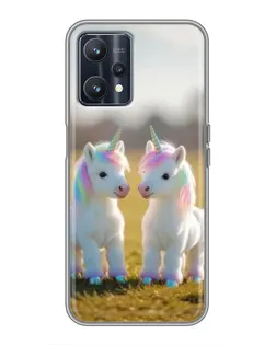 Чехол для Realme 9 с картинкой «Пара единорогов»